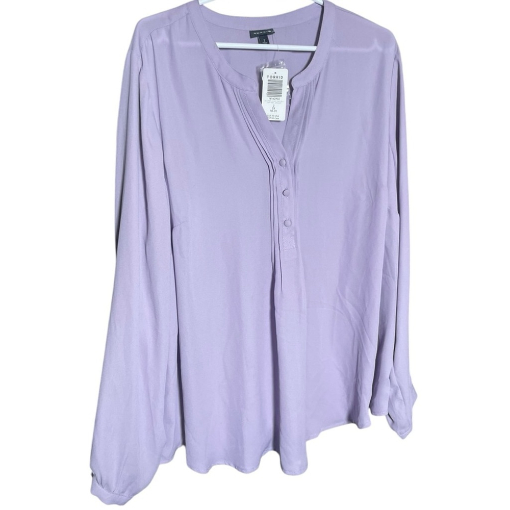 Torrid NWT 2X Top Long Sleeve Blouse Shirt Sheer Purple Button Contemporary Tops